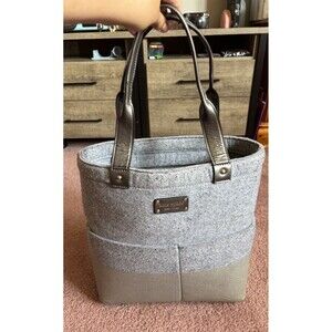 Kate Spade Handbag Quinn Purse Frosted Felt Wool Heather Grey Glitter Tote Bag